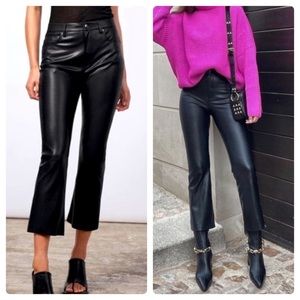 Zara Faux Leather Black Ankle Pants